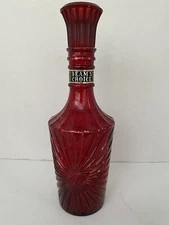 Decanter Bottle RED with GOLD design Sunburst raised design 12" Home Decor Beam