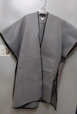 Erika Schrieber Virgin Wool Jacket Vest Statement Artsy Oversized Gray Black