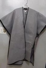 Erika Schrieber Virgin Wool Jacket Vest statement artsy oversized gray black 