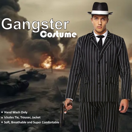 Mens 1920's Gangster Boss Costume Adult Halloween Mafia Boss Fancy