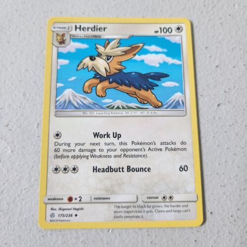 Herdier 175/236 Sun & Moon Cosmic Eclipse Uncommon Pokemon Card 2019 - Picture 1 of 2