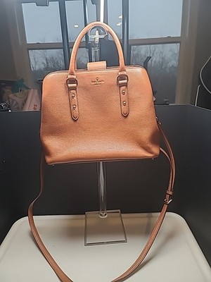 Kade Spade Larchmont Avenue Evangelie Warm Cognac Satchel Bag With Crossbody