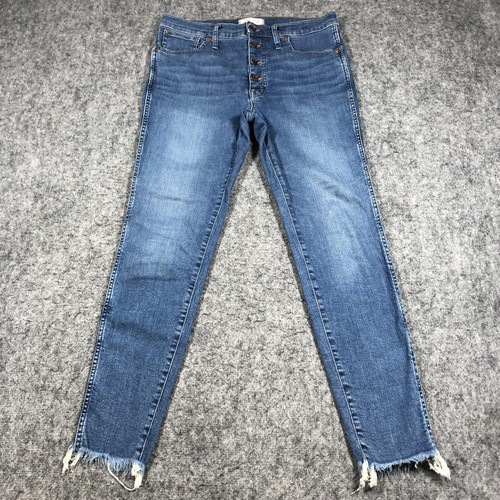 Madewell 10" High Rise Skinny Jeans Womens 30 Blue Button Fly Raw Hem Denim