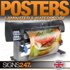 A1 A2 A3 A4 Poster Printing - Full colour LAMINATED WATERPROOF POSTERS