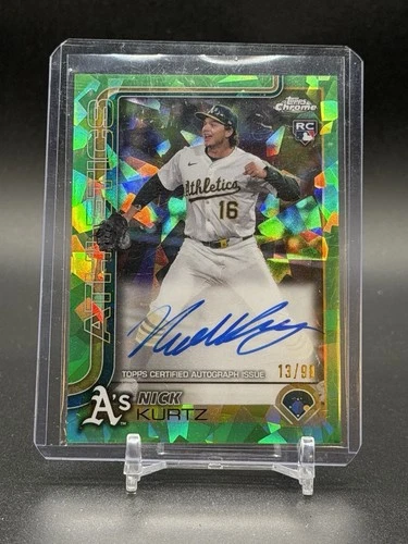 2025 Topps Chrome Sapphire Nick Kurtz Rookie Auto RC Green Refractor /99 - Picture 1 of 2
