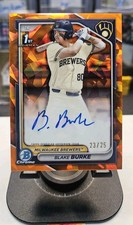 2024 Bowman Draft Sapphire Blake Burke #/25 Orange Refractor Auto Brewers 🔥 