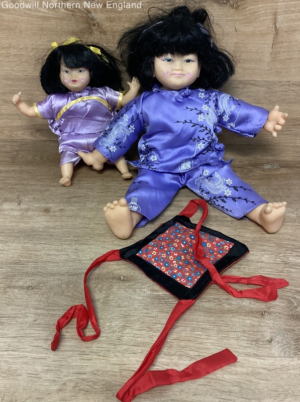 Chinese Mother & Child Doll 14" Black Hair Black Eyes