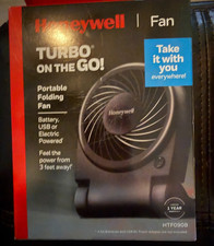 Honeywell Turbo On The Go Portable Folding Fan Multi-position Battery Or Usb