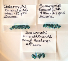 Swarovski Emerald AB Crystals 40 Pcs 4mm 6mm Teardrops GORGEOUS COLOR NEW
