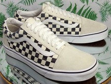 VANS OLD SKOOL BEIGE BLACK CHECKERBOARD SKATE...