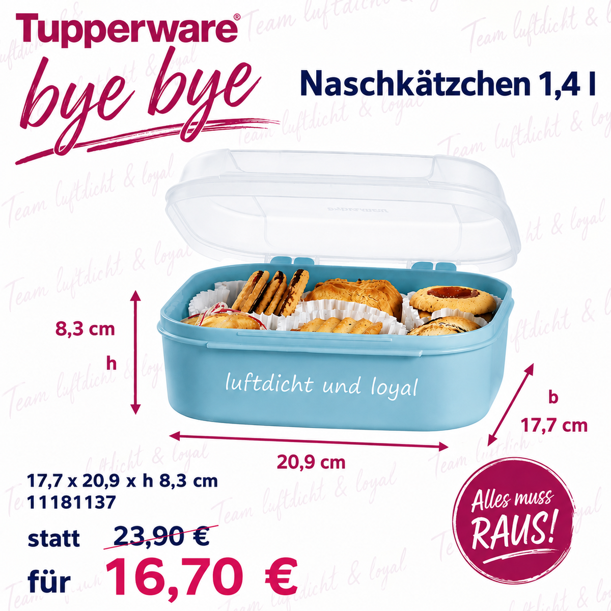 Tupperware Naschkätzchen mittel 1,4 l / 1,7 l Bellevue Lunchbox Vorratsdose NEU