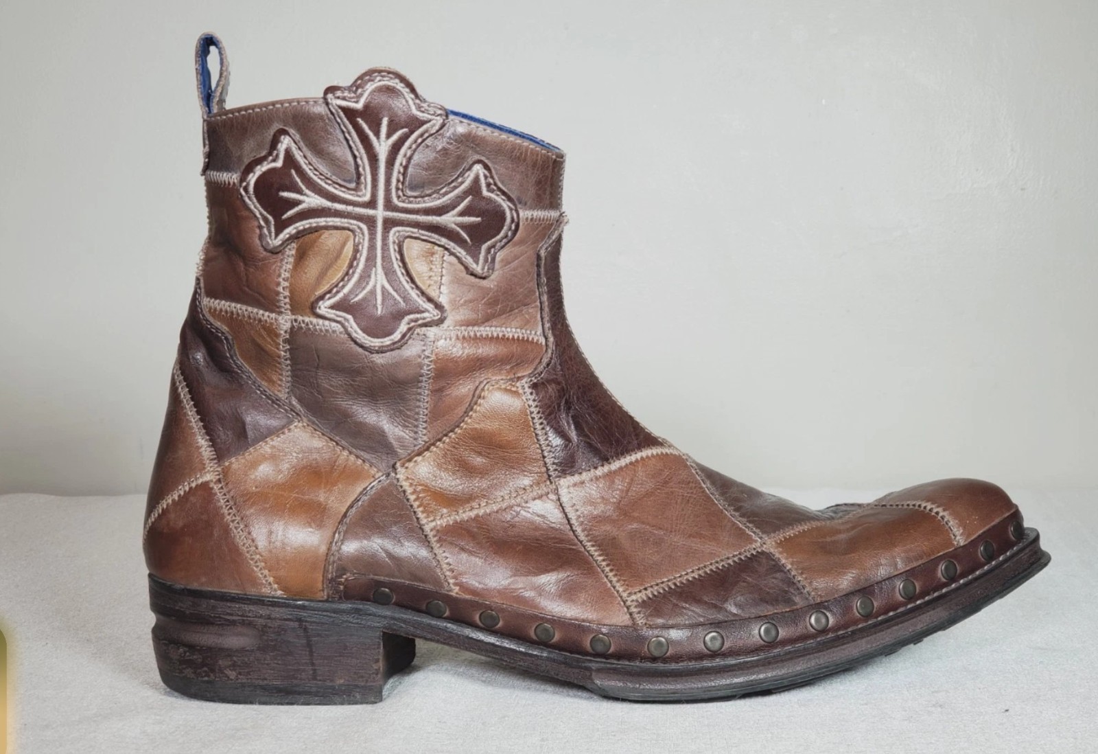 Mark Nason Patchwork Leather Cross Ankle Boots Po… - image 2