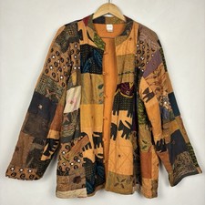 Vintage Patchwork Quilt Jacket Cotton Boho Oversized India Artsy Lagenlook