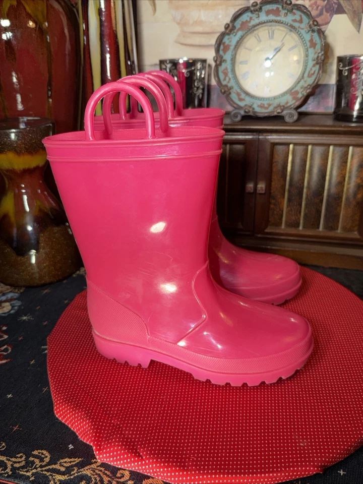 Botas de lluvia de goma rosa brillante para niños - talla 1 Foto 4 de 4