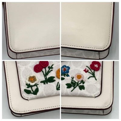 Coach Tabby Embroidered Flower Shoulder Bag White Used Authentic