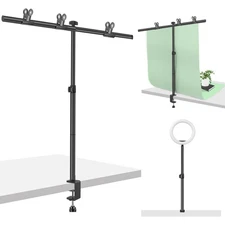 Small Backdrop Stand 3x3.3ft, Adjustable Photo Backdrop Stand Kit with 3 Clam...