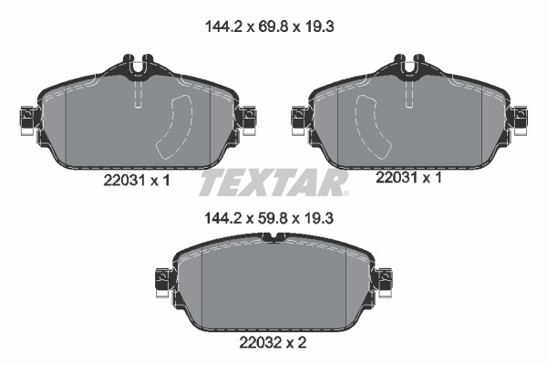 2203101 Textar brake pad set, disc brake for Mercedes-Benz
