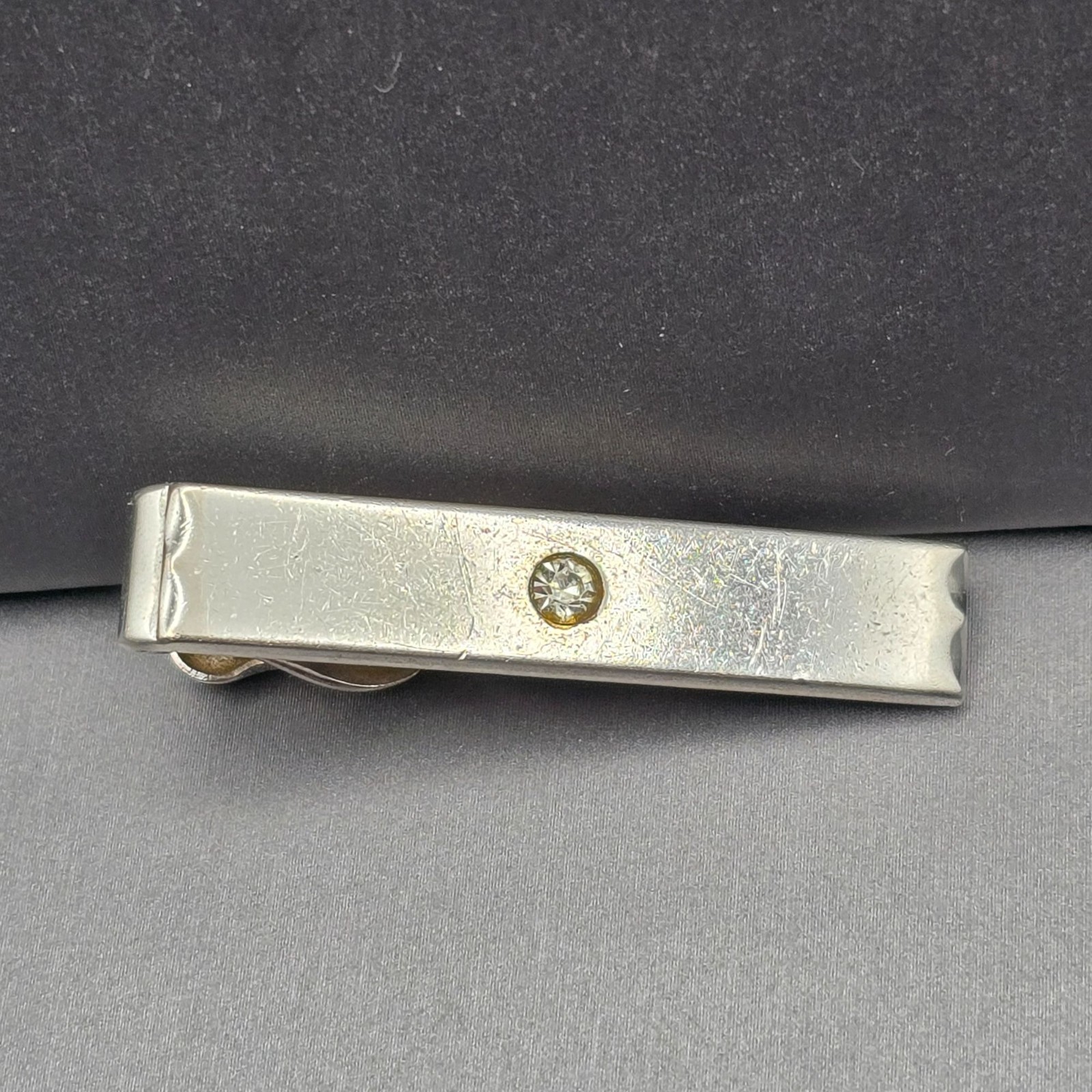 VTG Swank Cubic Zirconia Accent Tie Bar Clip 1.75