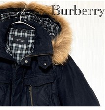 Burberry Black Label Down Puffer Jacket 2-Way Fur Coat Black Size M 283