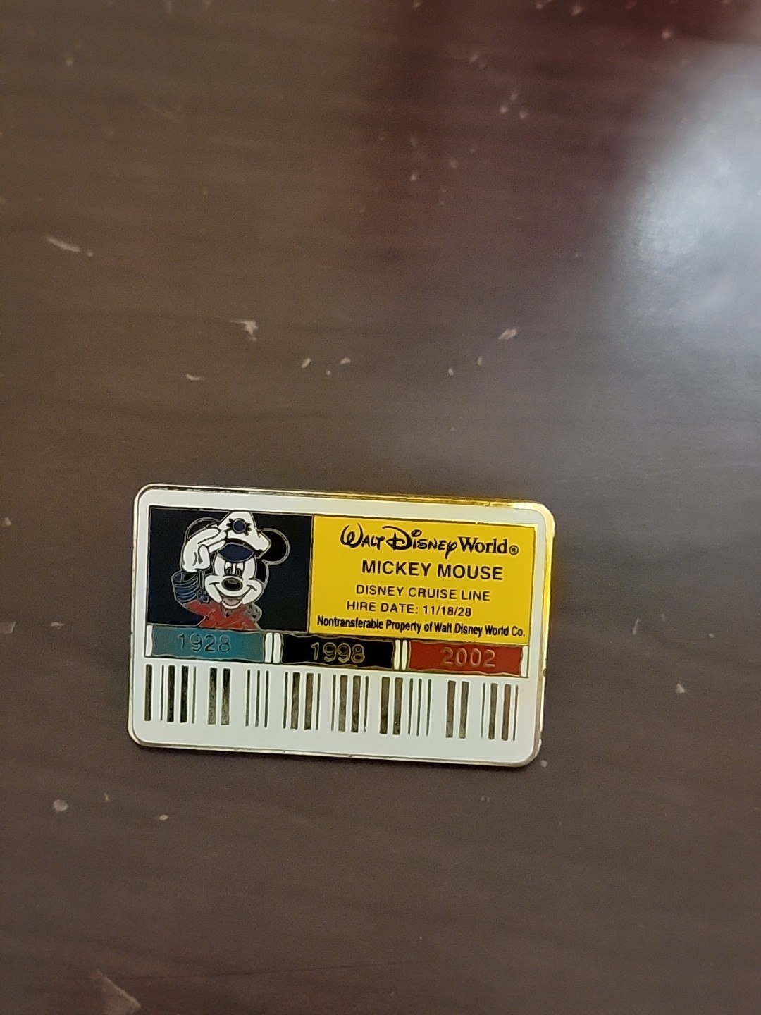 Disney Pin 14707 WDW Captain Mickey ID Badge/Card Cast LE 3500 DCL