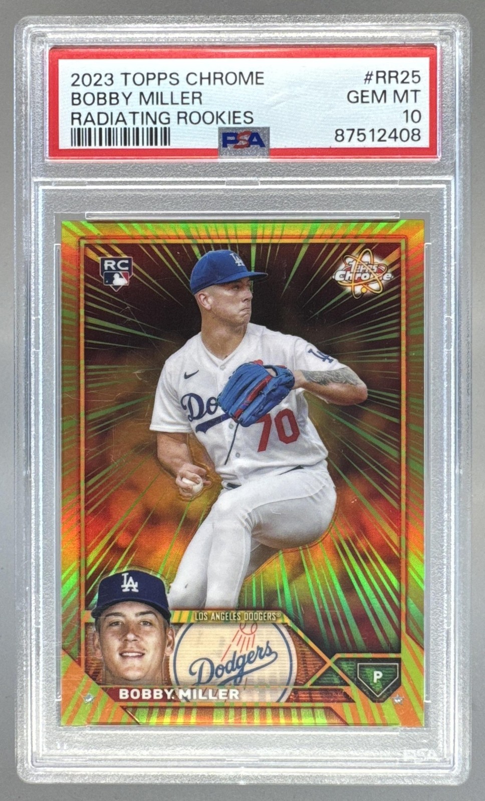 2023 Topps Chrome Update #RR-25 Bobby Miller Radiating Rookies PSA 10