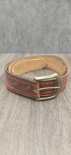 Vintage Embossed Leather Belt Full Grain Steerhide Made in USA Size 40