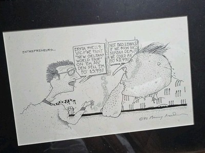 ORIGINAL Bunny Matthews    1982 Pen & Ink Cartoon   Entrepreneurs - Vic B &...