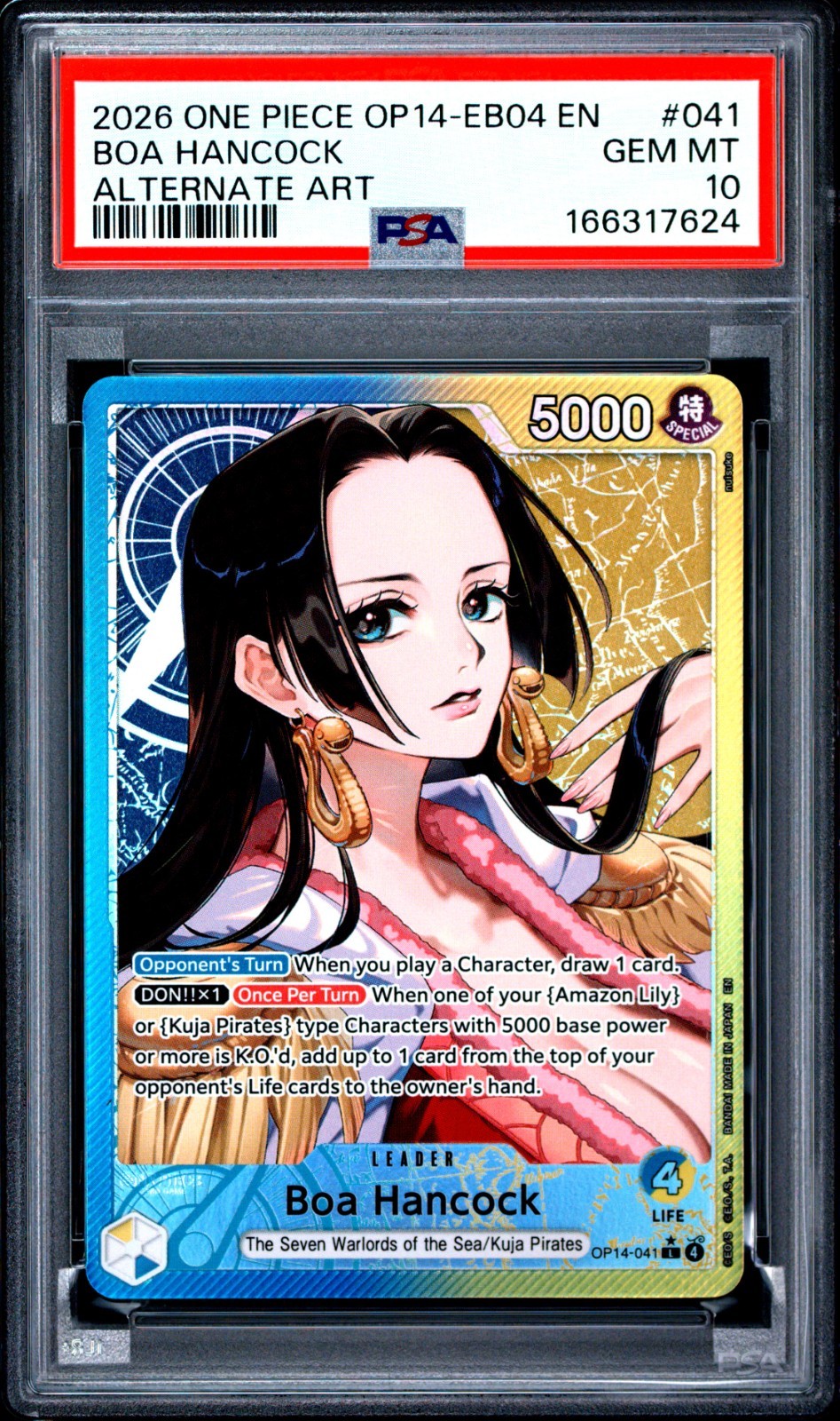 One Piece OP14 EB04 Boa Hancock Alternate Art #041 PSA 10 GEM MINT Azure's Sea
