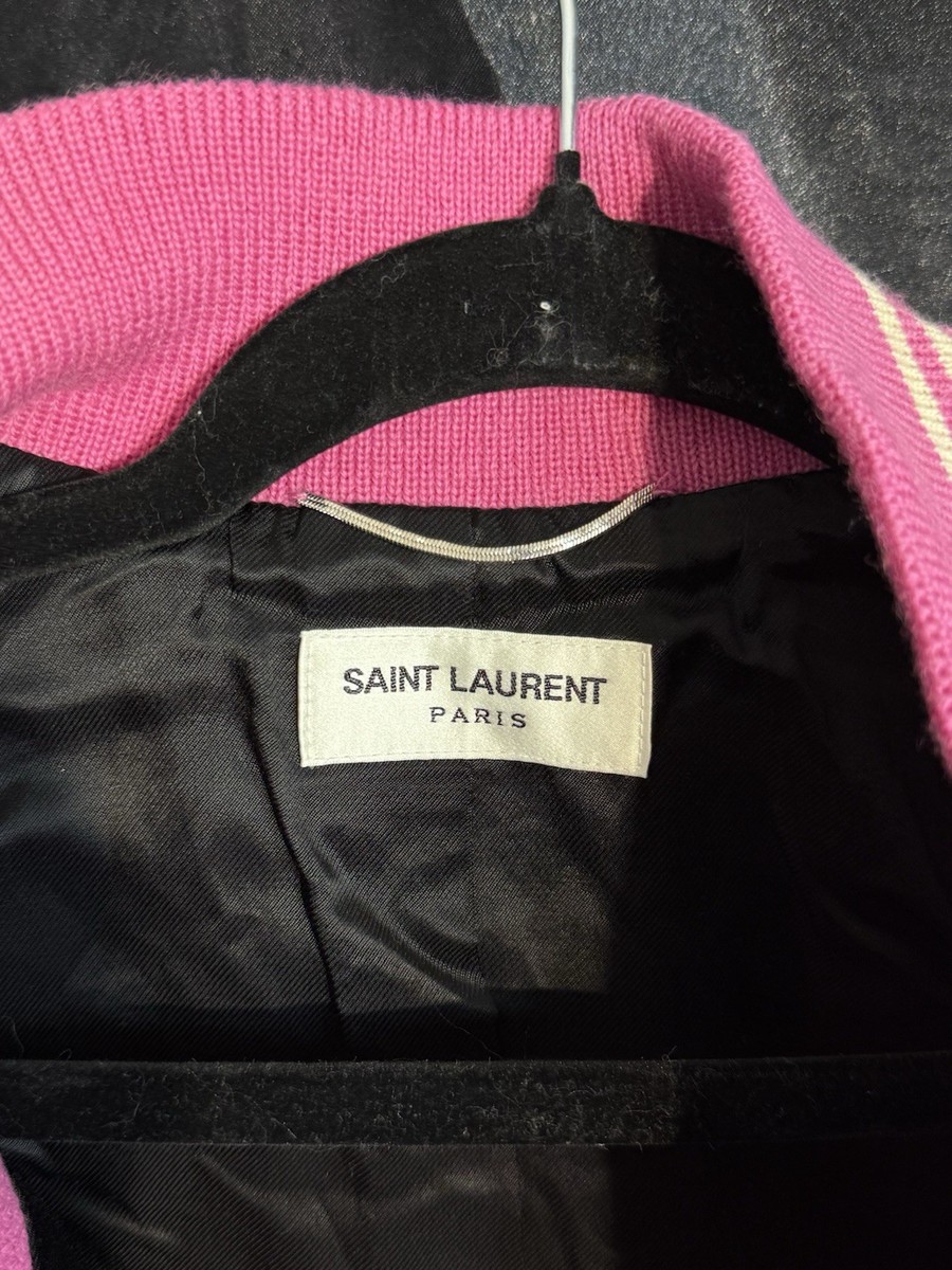 Saint Laurent Teddy Varsity Jacket 50 IT / L Pink Hedi Slimane