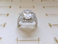 Sterling Silver 925 Cubic Zirconia Halo Statement Ring