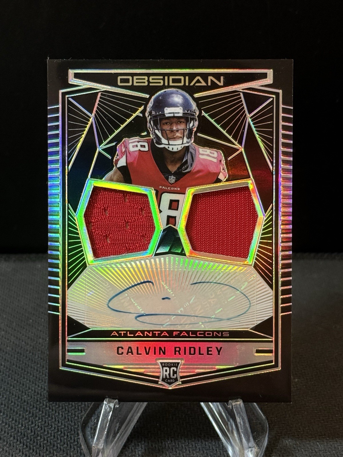 2018 Panini Obsidian - Rookie Jersey Ink Dual Relics Calvin Ridley #9 /75