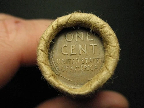 ❤COIN SALE❤ ONE OLD LINCOLN PENNY ROLL 1909 VDB / 1909-P WHEAT CENT END LOT 4L