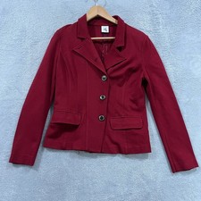 CAbi Womens Outing Blazer Rhubarb Red Button Front Jacket Size 6 Academia Caree