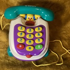 Vintage VTech Pull  Play Lights  Sounds Learning Phone Toy Telephone