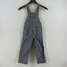 Vtg OshKosh B'Gosh Hickory Stripe Overalls Kids Blue White Union Made Vestbak