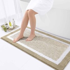 Bathroom Rugs 44x24, Extra Soft and Absorbent 44" x 24" Beige and White