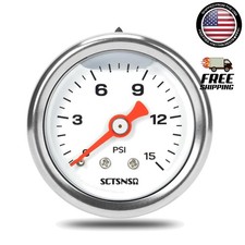 Universal 0-15psi Fuel Pressure Gauge 18 Npt Oil Press Gauge With 38 Barb
