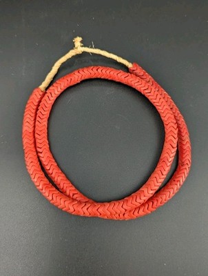  Interlocking Snake Vintage Trade Beads, RED , 9 mm , 24'' Strand 