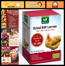 10LB Dried Black Soldier Fly Larvae - Non-GMO Chicken Feed, High Calcium Treats,
