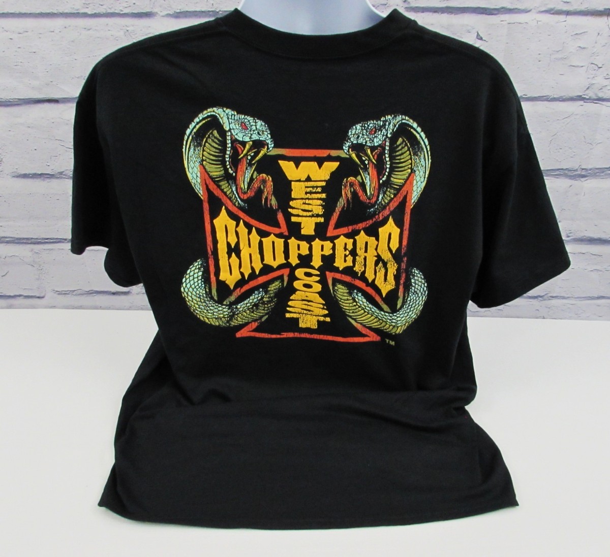West Coast Choppers Cobra Graphic Logo/ Men's Crew Neck Black T