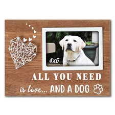 Dog Mom Picture Frame Fits 4x6 Inches Photo with 3D Hand String Heart - Dogs ...
