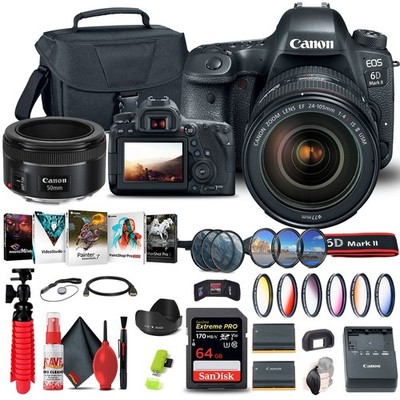 Canon EOS 6D Mark II Camera with 24-105mm f/4L II Lens (1897C009) + 64GB + More