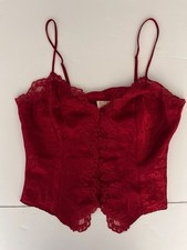 Victorias Secret Camisole Medium Gold Label Red Lace Vintage Coquette Romantic