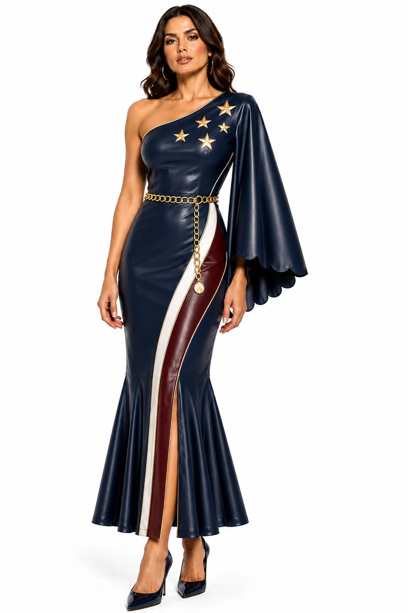 patriotic dresses for ladies Red Blue White American 4th of July Star Satin Party Pageant Dress Machine wash cold with like colors and tumble dry low. Independence Day Patriotic Women's Dress