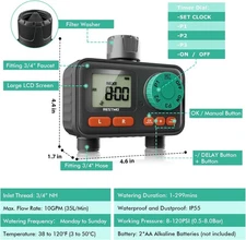 RESTMO 2-Zone Sprinkler Timer, 7-Day Programmable Water Timer for Garden Hose,