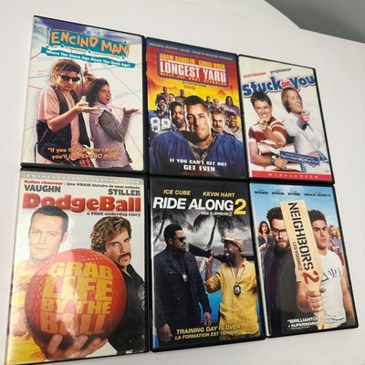 6 DVDs: Dodgeball Encino Man Longest Yard Stuck On You Neighbors 2 Ride Along 2