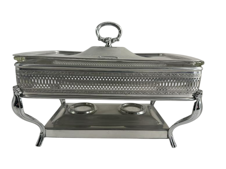 Pyrex Vintage Silver Casserole Baking Warming Chafing Serving Dish