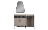Beiger Schminktisch Holz Kosmetiktisch Designer Konsole Spiegel 2Tlg