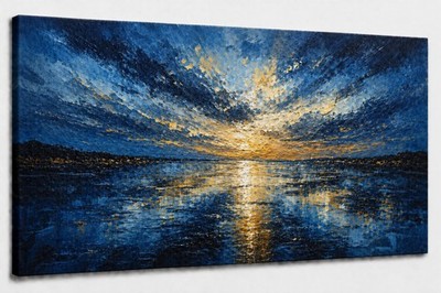 ICE ARMOR Large Canvas 24x36'' Blue Ocean Reflection Abstract Art