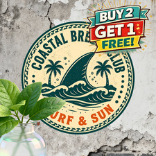 Tropical Beach Island Lounge Metal Tin Sign Tiki Bar Wall Decor 8x8